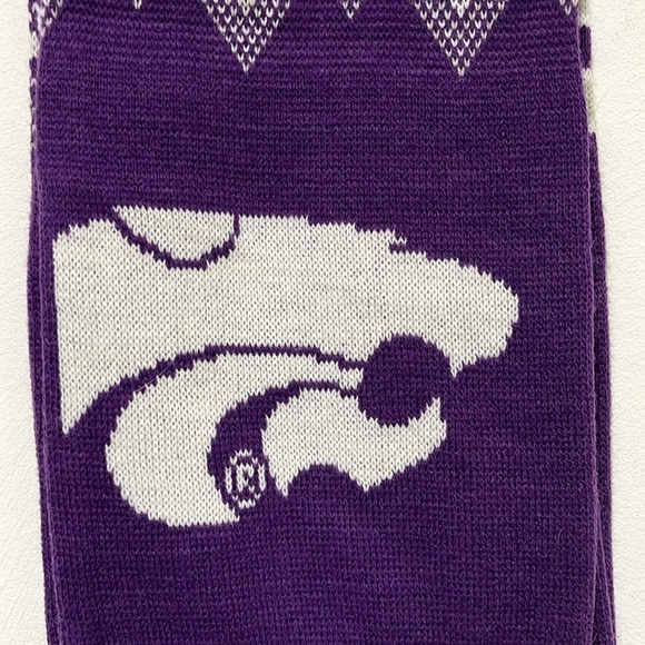 K State Wildcats Scarf Forever Collectibles Purple Gray Knit Winter Sweater - Picture 3 of 12